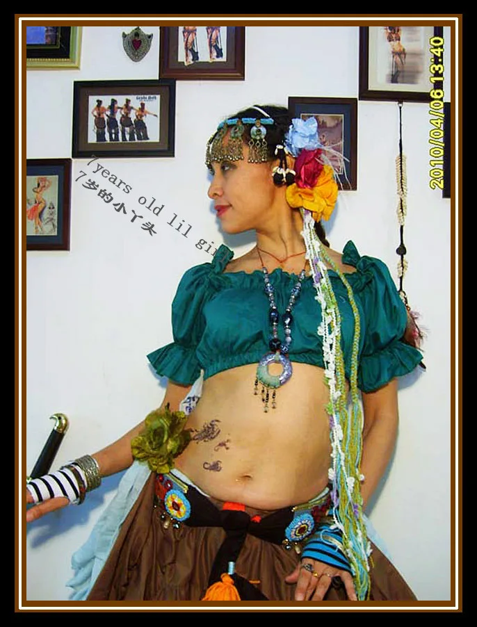 

ATS BELLY DANCE Renaissance Crop Top Pirate Wench Gypsy Fairy Costume Peasant Tribal Choli T26-T31