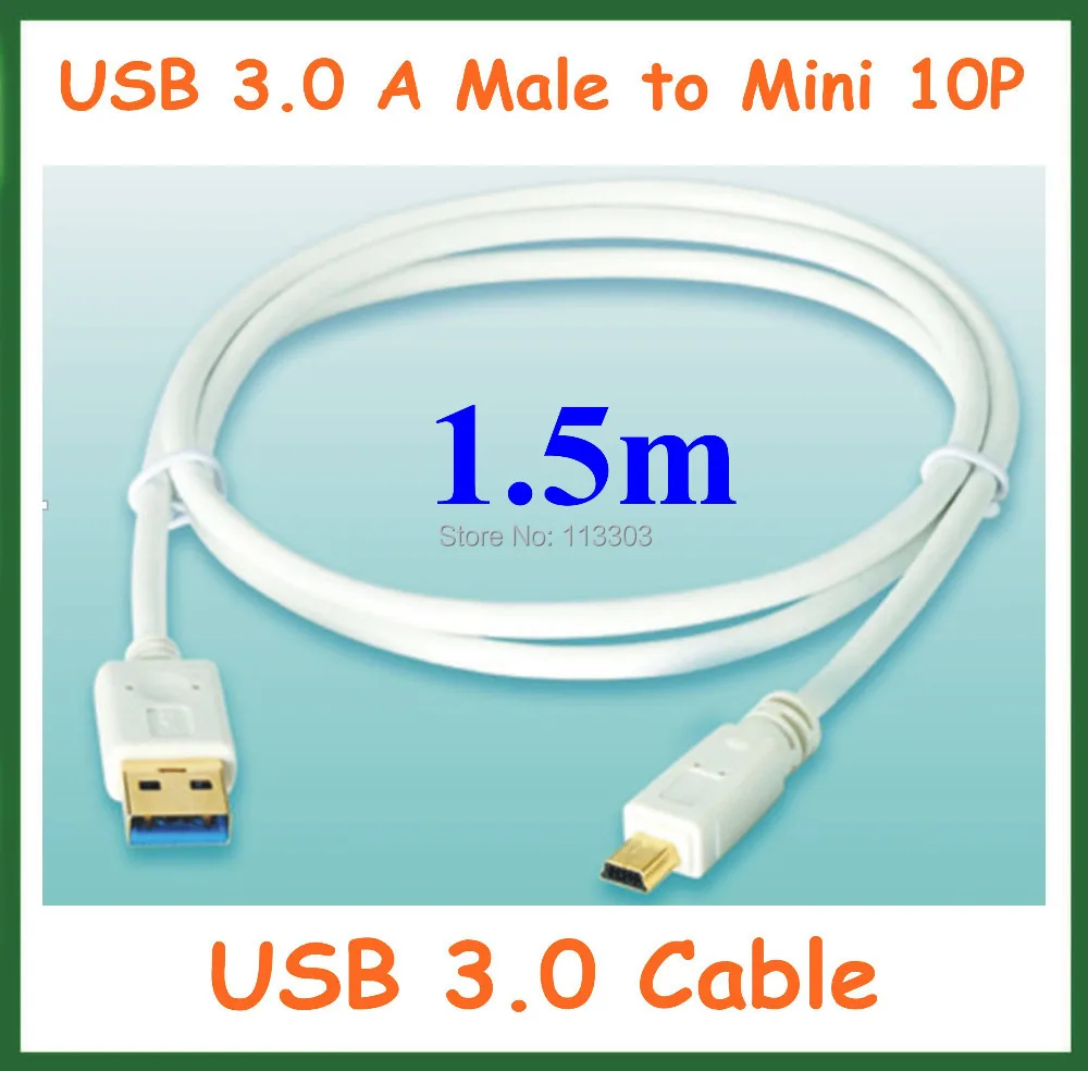 20pcs USB 3.0 Cable 5ft 1.5m USB 3.0 A Male to Mini 10P Extension Extender Cable Data Cable