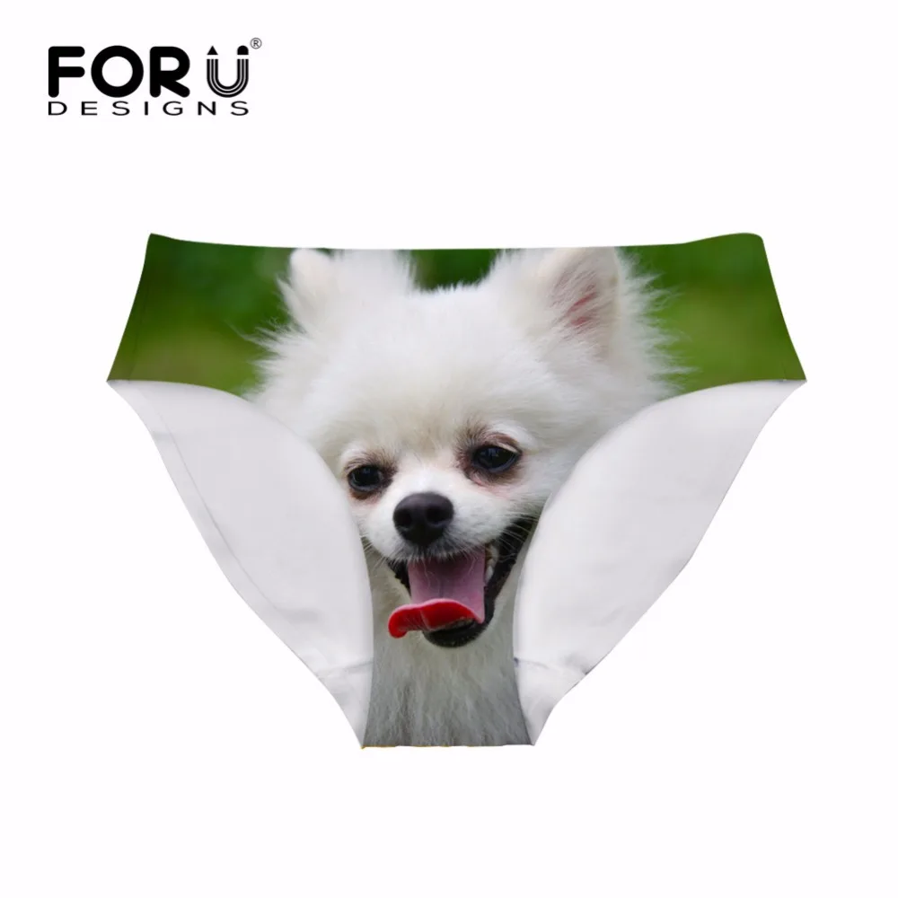 FORUDESIGNS Cute Animal Pomeranian Dog Printing Women Panties Fashion Traceless Underwear Breathable Girls Lady Seamless Briefs|Женские