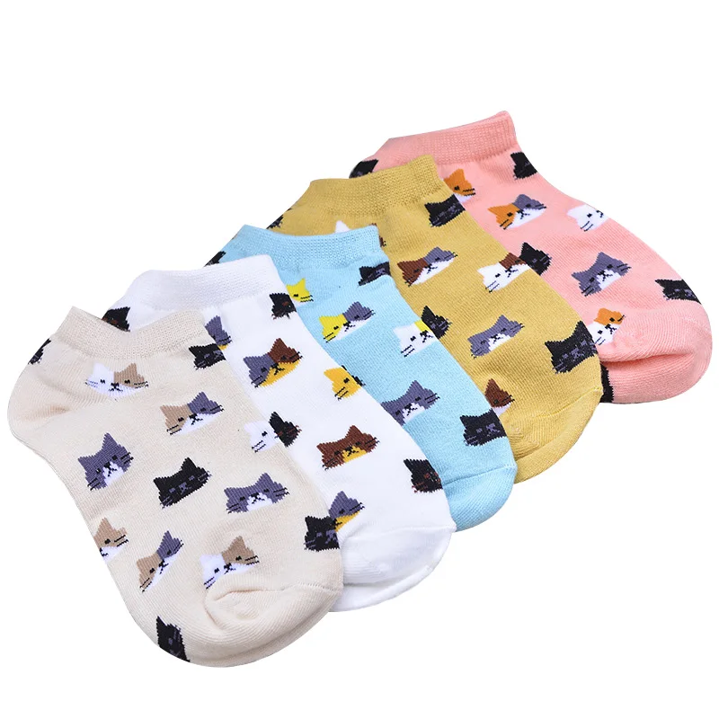 3 пары/Лот женские носки летние Мультяшные милые с кошачьим лицом для девочек