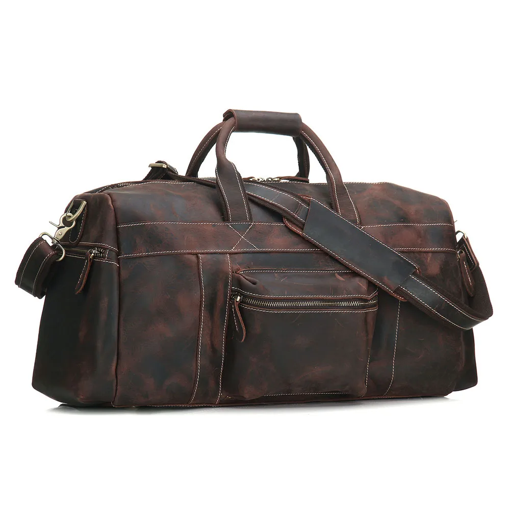 BOLEKE Men Thick Crazy horse leather travel bag Cow duffel vintage genuine luggage tote messenger | Багаж и сумки