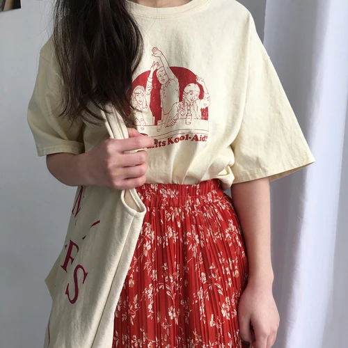 Винтажные с фото принтами простые универсальные для колледжа уличные хлопковые