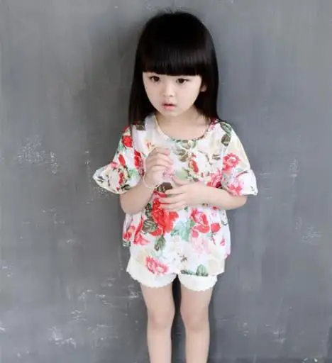 2019 футболка для девочек топ с рукавом цветочным орнаментом штаны летнее платье