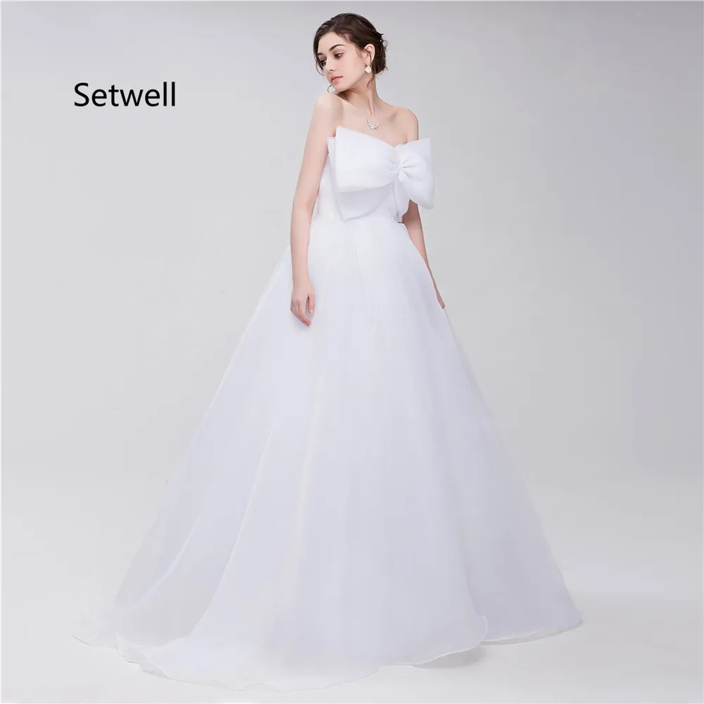 

Setwell Simple White Cheap Wedding Dresses 2017 Charming Strapless Lace Up Back Ball Gown Wedding Dress Wedding Gowns