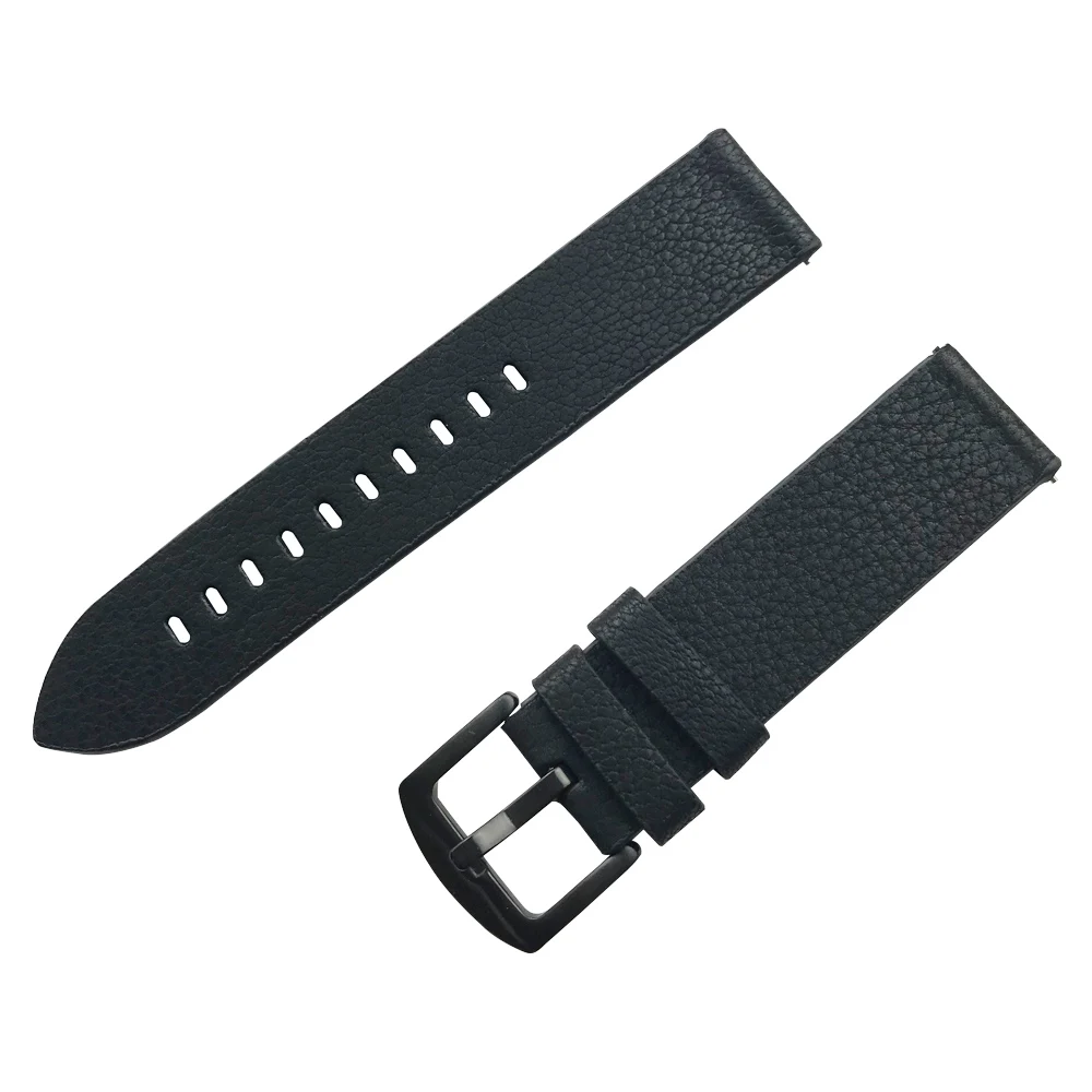 Black Черный/коричневый 20 мм 22 мм кожаный сменный ремешок для samsung Galaxy Watch Active 2 1/42 мм/46 мм браслет ремень аксессуары - Цвет ремешка: Black