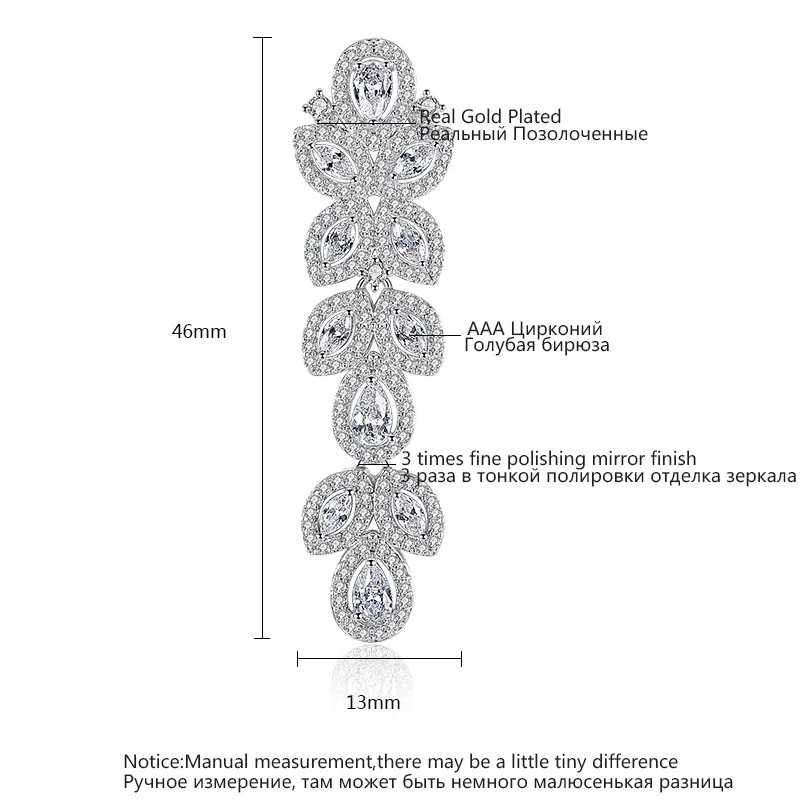 LUOTEEMI новый дизайн длинные висячие серьги для женщин Роскошные нестандартные CZ