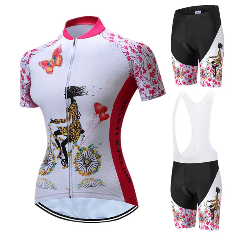 

Teleyi Summer Short Sleeve Cycling Jersey Set Women Mountain Bike Clothing Ropa Ciclismo Pro Team Bicycle Clothes Cycling Wear