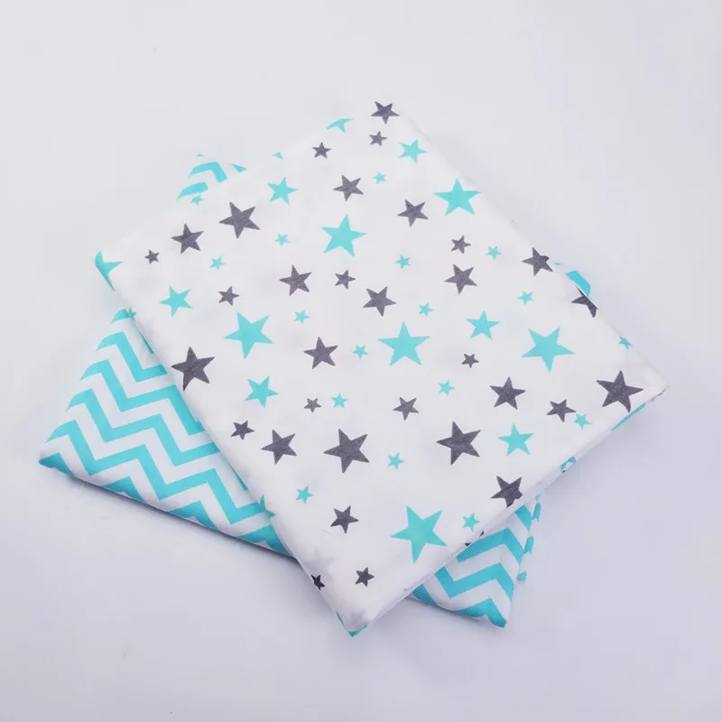 2pcs each 50x80cm Хлопковая саржевая ткань со звездным принтом для шитья своими руками, стеганая одежда для детей и малышей, хлопковая Лоскутная Ткань - Цвет: 2pcs each 50x80cm