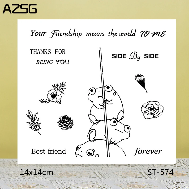 

AZSG Lovely Frogs / Best Friend Clear Stamps/Seals For DIY Scrapbooking/Card Making/Album Decorative Silicone Stamp Crafts