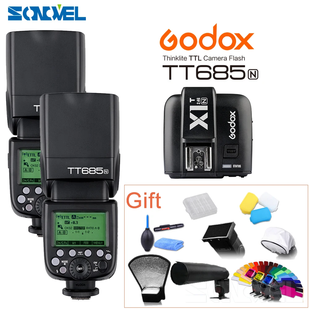 Беспроводная вспышка Godox TT685N 2 4G HSS 1/8000s i TTL GN60 с триггером X1T N для Nikon D800 D700 D7100 D7000 D5100