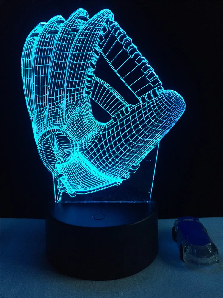 Спортивный бейсбольный Ловец перчатка 3D лампа домашний светодиодный ночник с USB