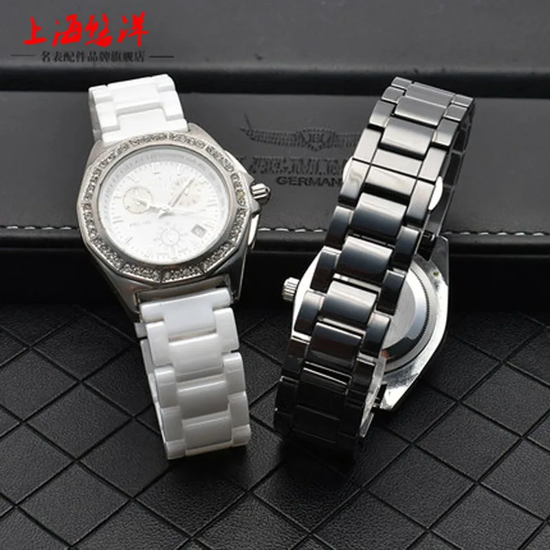 Universal ceramic men's and women's watch band with butterfly buckle pearl ceramic bracelet 14 15 16 17 18 19 20 21 22MM