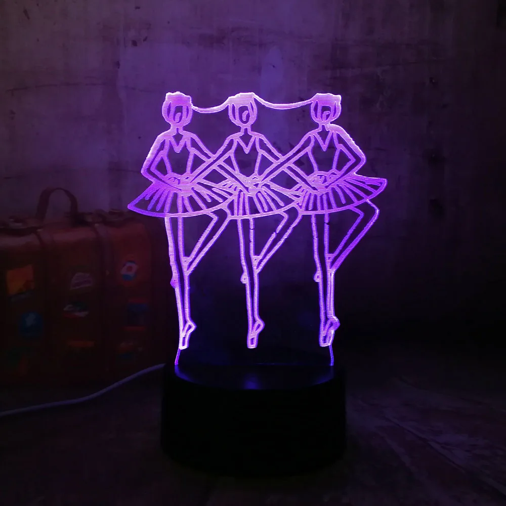 Из балета "Лебединое озеро" танцор 3D RGB светодиодный ночник сенсорный пульт дистанционного управления настольная лампа романтический рождественский подарок комната бар украшение