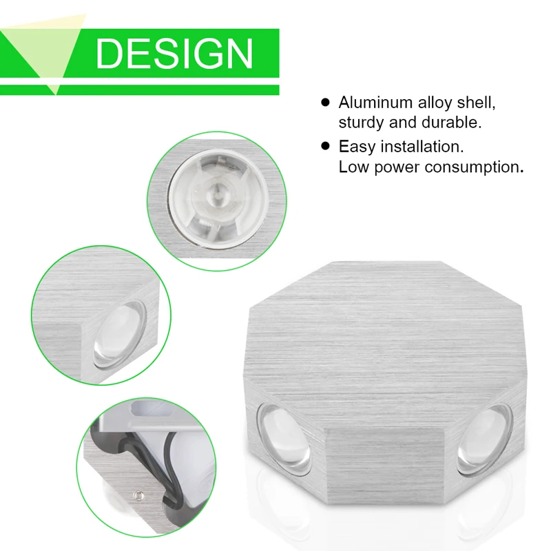 Современная алюминиевая восьмиугольная настенная лампа 4 Вт светодиодный