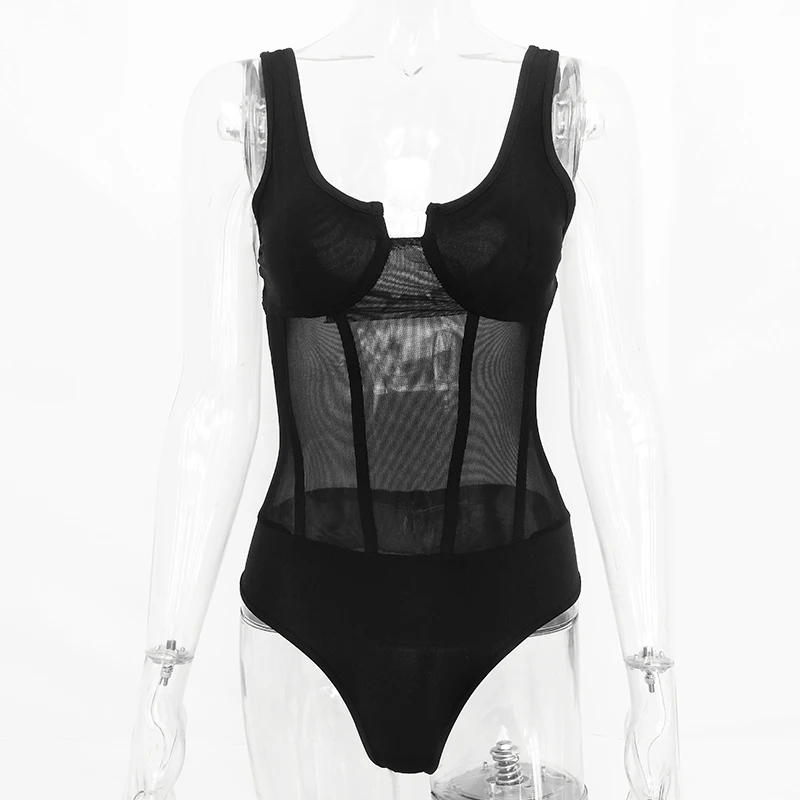 JULISSAMO Сетчатое Боди женские боди костюмы для женщин сексуальный v-образный вырез