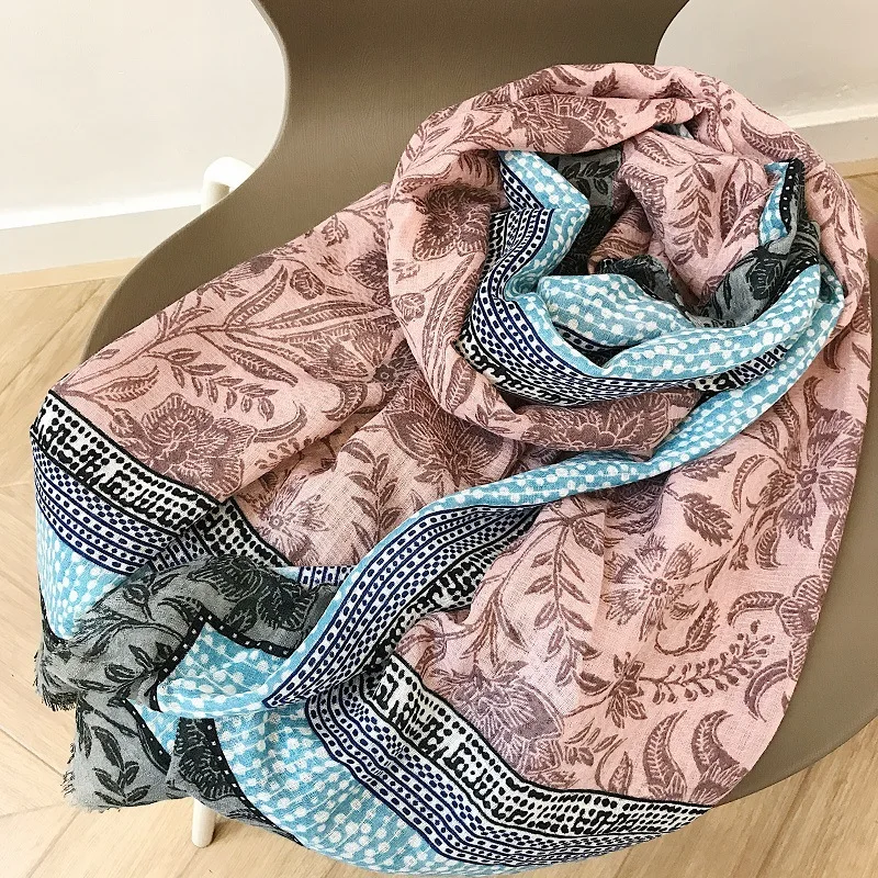 Новинка 2018 хлопковые шарфы и шали с бахромой цветочным принтом длинный красивый