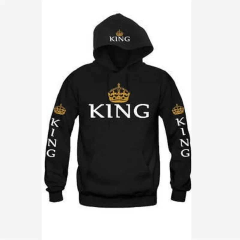 Black king OMSJ осень 3 цвета король королева печатных толстовки для женщин и мужчин Толстовка влюбленных пары Толстовка С Капюшоном Повседневный пуловер - Цвет: Black king
