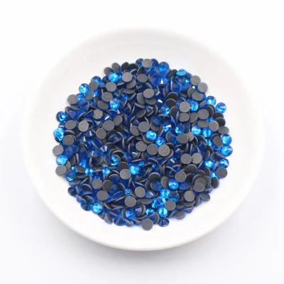 Cap blue Блестящие розовые стразы с горячей фиксацией, стразы для одежды красного цвета SS6 SS10 SS16 SS20 SS30 стекло кристалл AB исправление камня - Цвет: Cap blue