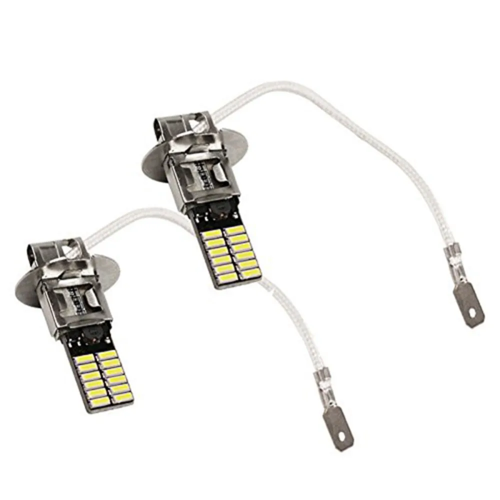 2x12V H3 белый 6500K 24 SMD 4014 светодиодный высокое Мощность лампы DRL Противотуманные