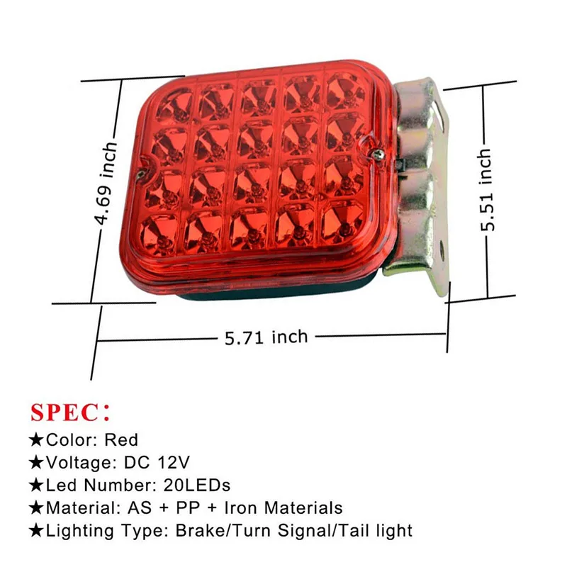 1 пара DC 12V 4 5 &quot20SMD квадратный грузовик трейлер светильник s светодиодный стоп