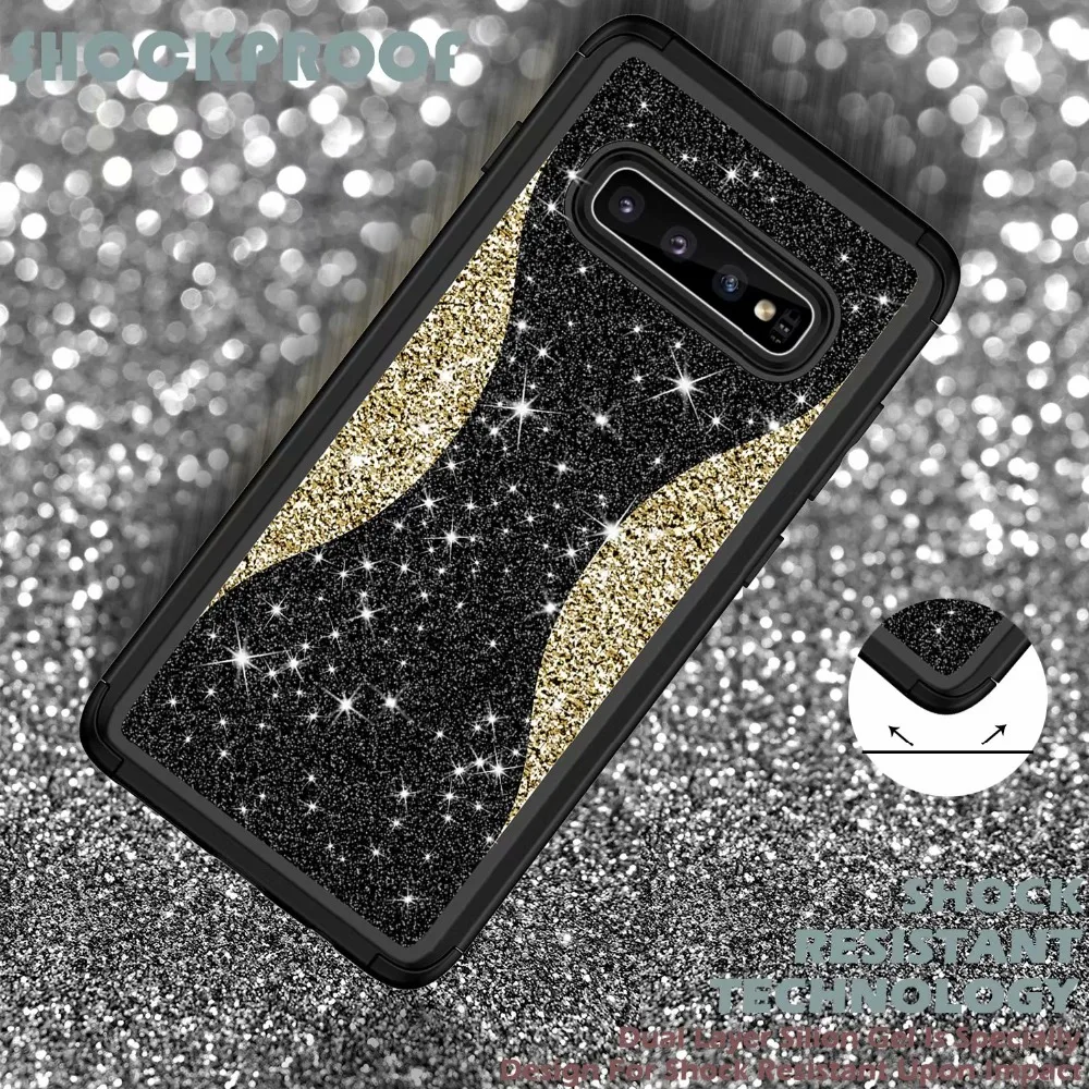 Блестящий блестящий чехол для Iphone XR XS MAX X 8 7 6 Galaxy S10 S10e армированный