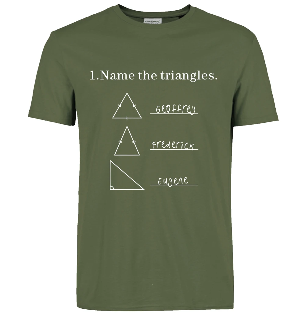 Забавная футболка с надписью «NAME The triangles» и геометрией математики, лето/весна, мужская повседневная футболка с коротким рукавом и круглым вырезом размера плюс - Цвет: dark green