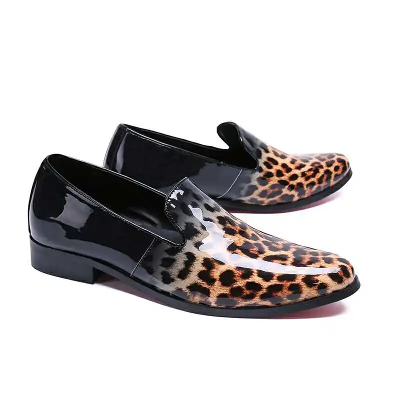 Wild Leopard/мужские модные повседневные лоферы с заплатками обувь на плоской подошве
