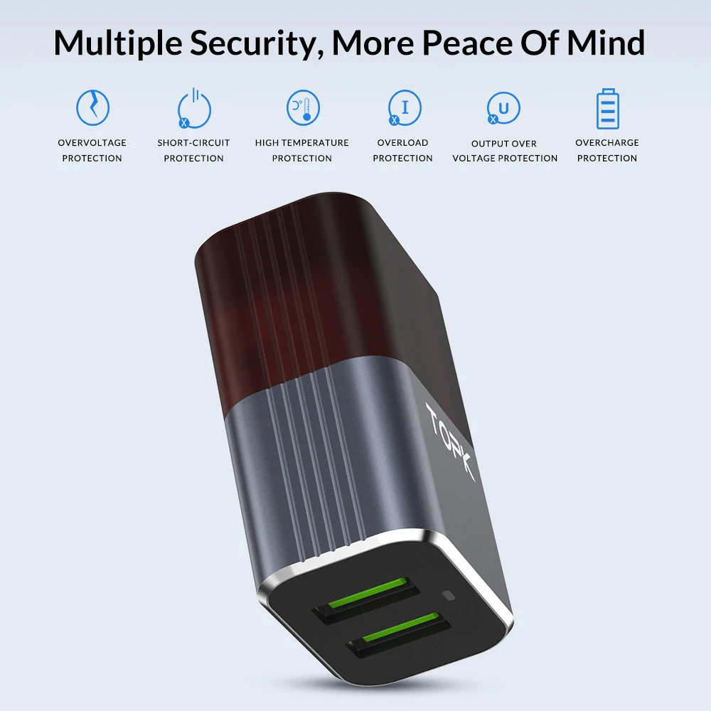 TOPK Auto ID Адаптер зарядного устройства с двойным USB Мобильный телефон EU/US/UK