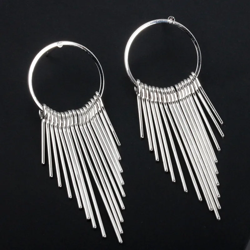 Long Tassel Dangle Earrings For Women Drop Brincos Bijoux boucle d'oreille Fashion Jewelry Geometric Circle Earring | Украшения и