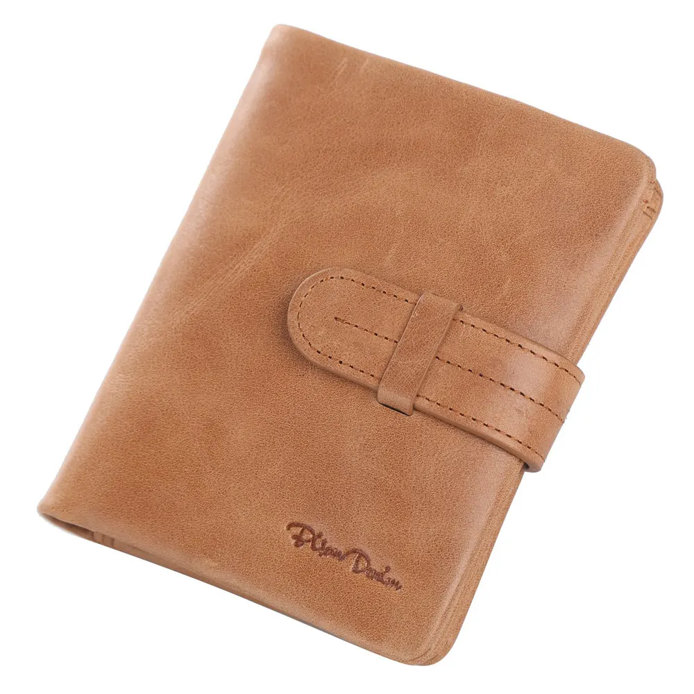 BISON DENIM, Женские кошельки из натуральной кожи, мягкая коровья кожа, кредитный держатель для карт, кошелек, женский короткий кошелек на молнии, кошелек для монет W4401 - Цвет: Yellow Vertical