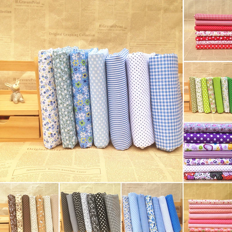 7 шт. маленькая Цветочная Лоскутная хлопковая ткань с цветочным принтом ручная