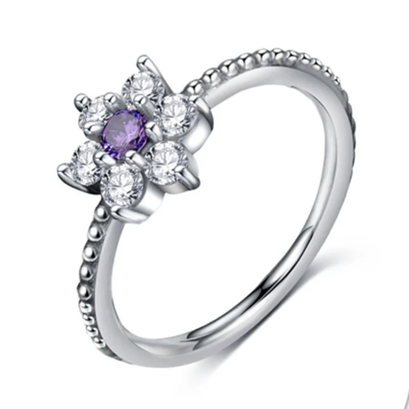 

Hot Sale High Quality Europe Style 100% Real 925 Sterling Silver Forget Me Not Rings Silver 925 jewelry Girl Birthday