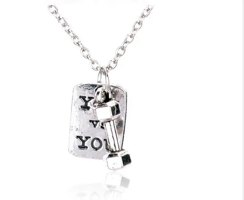 Fitness Gym Jewelry Pendant Lover Friend Bodybuilding Bar Dumbbell Kettlebell Collier Necklace Sports Men Women Necklaces 001 | Украшения и