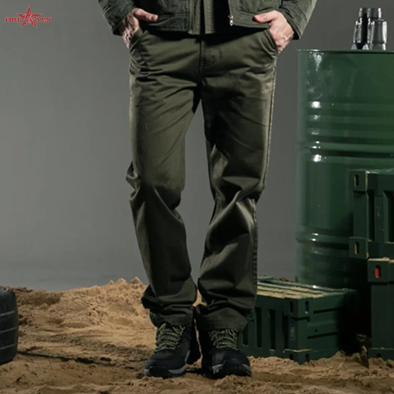 Мужские повседневные длинные брюки в стиле милитари зеленые армейские