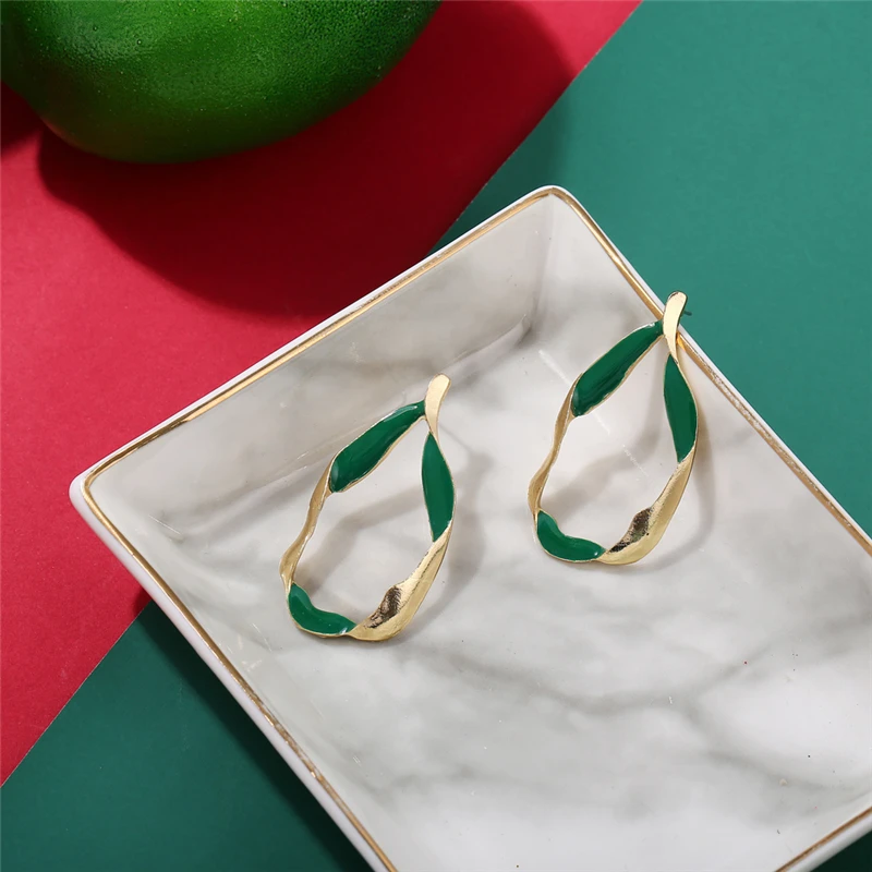 Модные большие зеленые Висячие серьги для женщин новинка 2019 винтажные