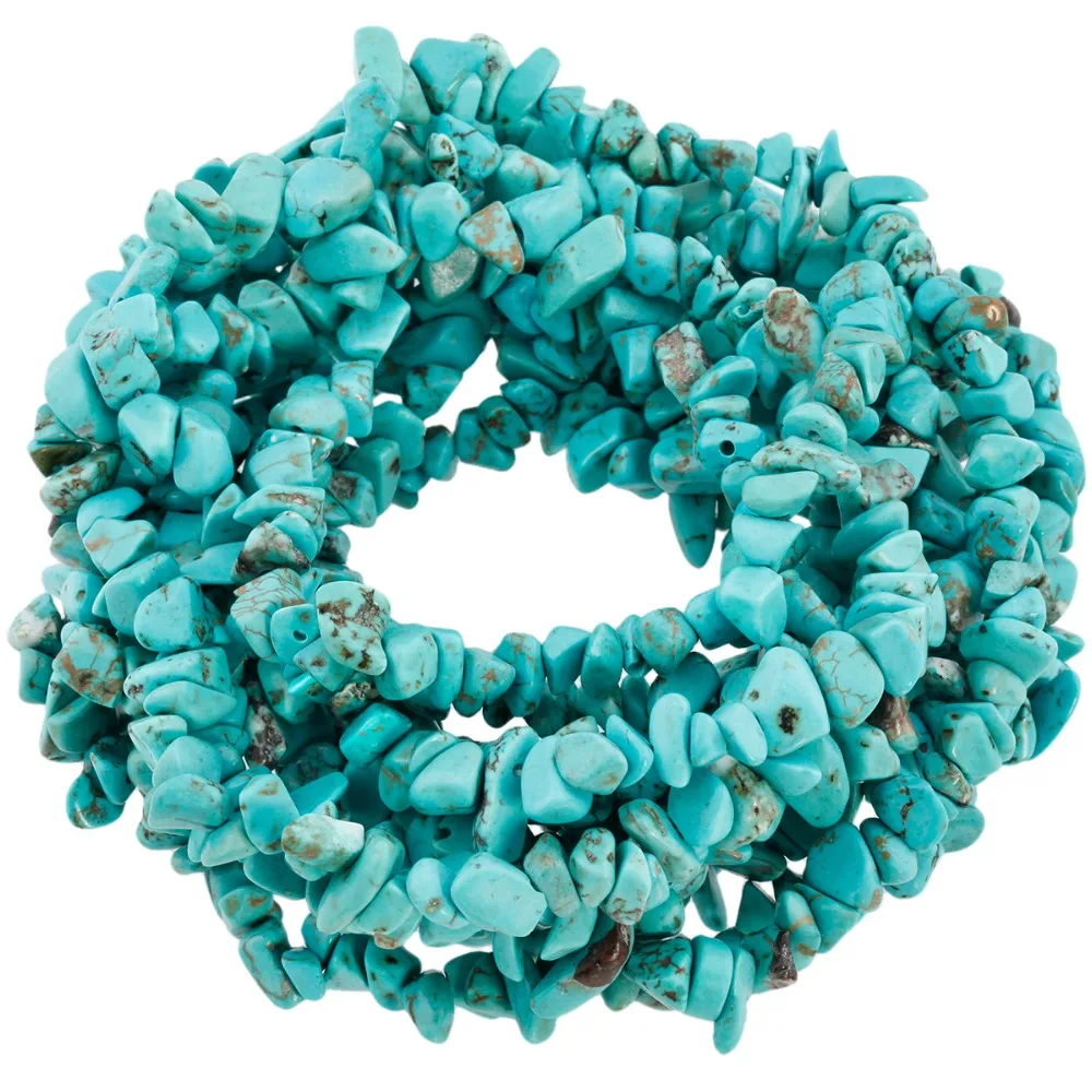 

TUMBEELLUWA Lake Blue Howlite Stone Tumbled Chips Stone Loose Beads for Jewelry DIY Making 33 inches