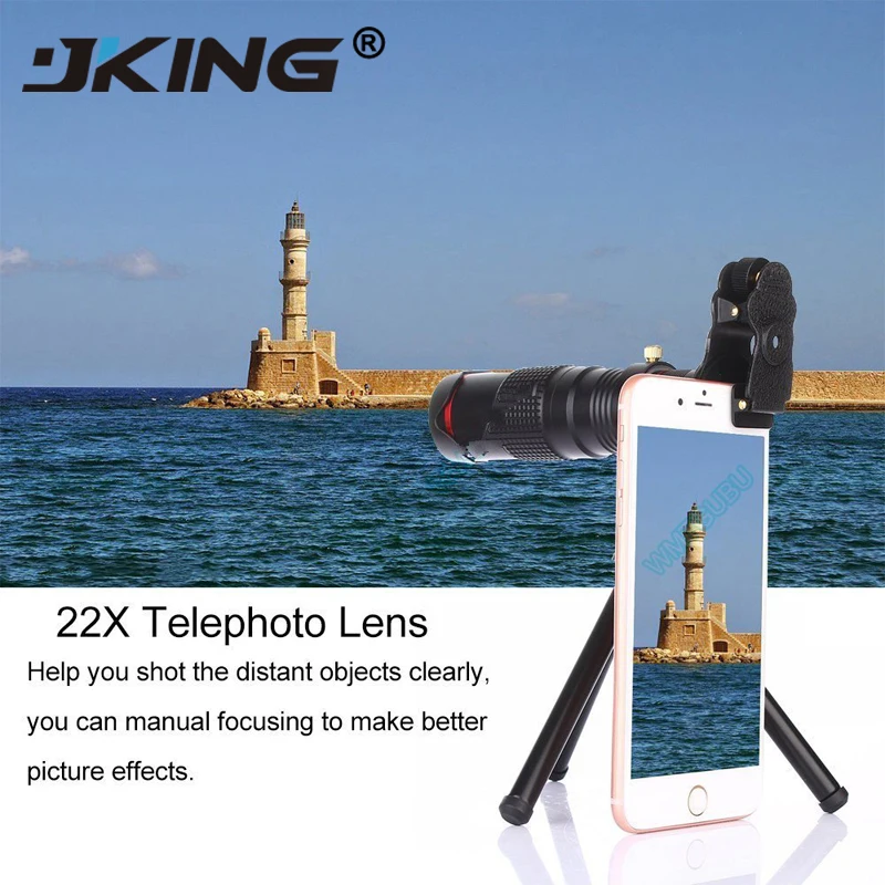 JKING HD телескоп для мобильного телефона 4K 22x зум телеобъектив внешний смартфон