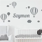 Настенные наклейки с изображением белых облаков, воздушных шаров, индивидуальное имя для детской комнаты, художественные настенные наклейки для домашнего декора, гостиной, настенные наклейки C126