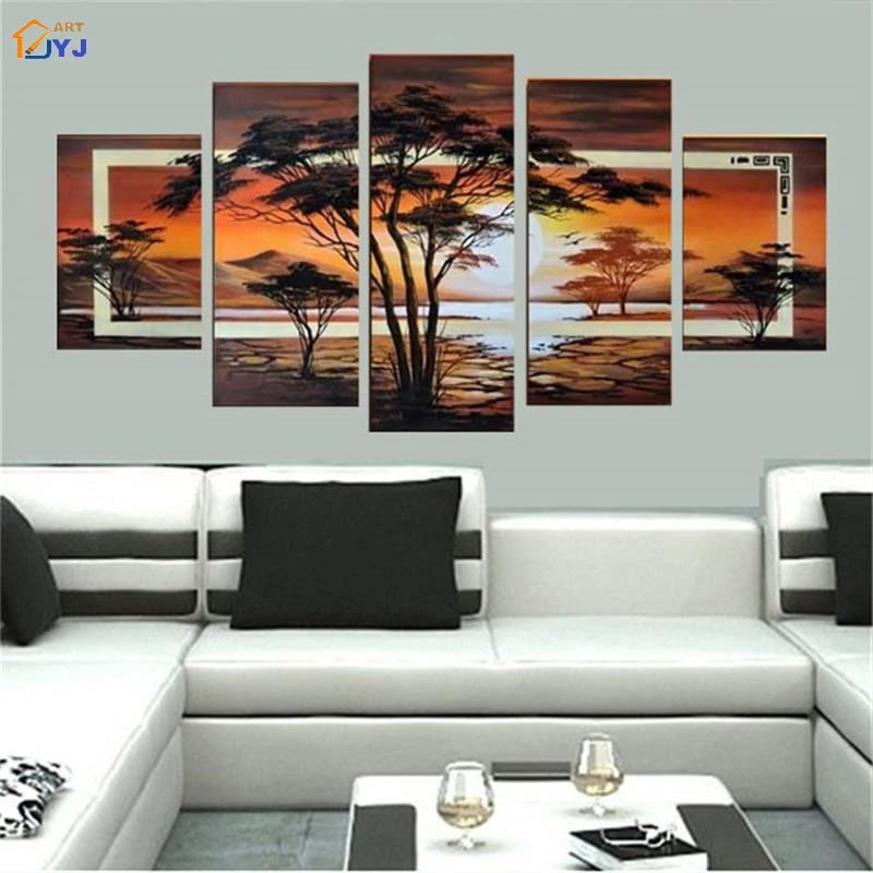 Африканский пейзаж картина настенное искусство подарок ручная роспись