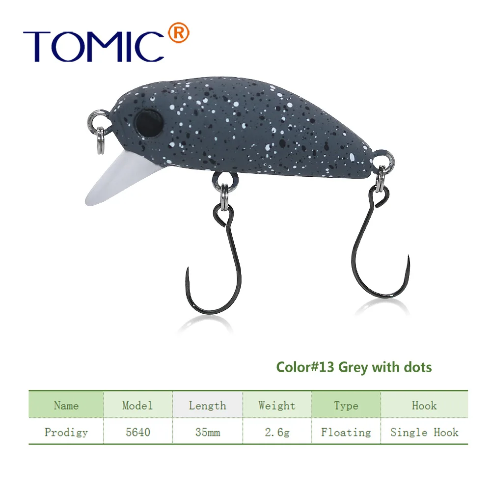 Grey with dots Tomic сверхлегкие рыболовные приманки 35 мм матовые цвета жесткая приманка, воблер с одним крюком приманка для форели - Цвет: Grey with dots