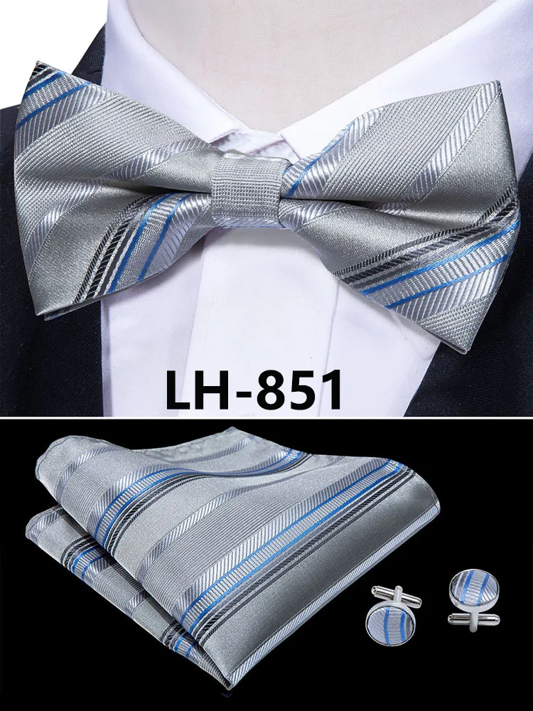 LF-803 Barry.Wang, модные мужские галстуки-бабочки из шелка, белые галстуки-бабочки Пейсли для мужчин, Свадебные вечерние галстуки для жениха, подарок для мужчин - Цвет: LH-851