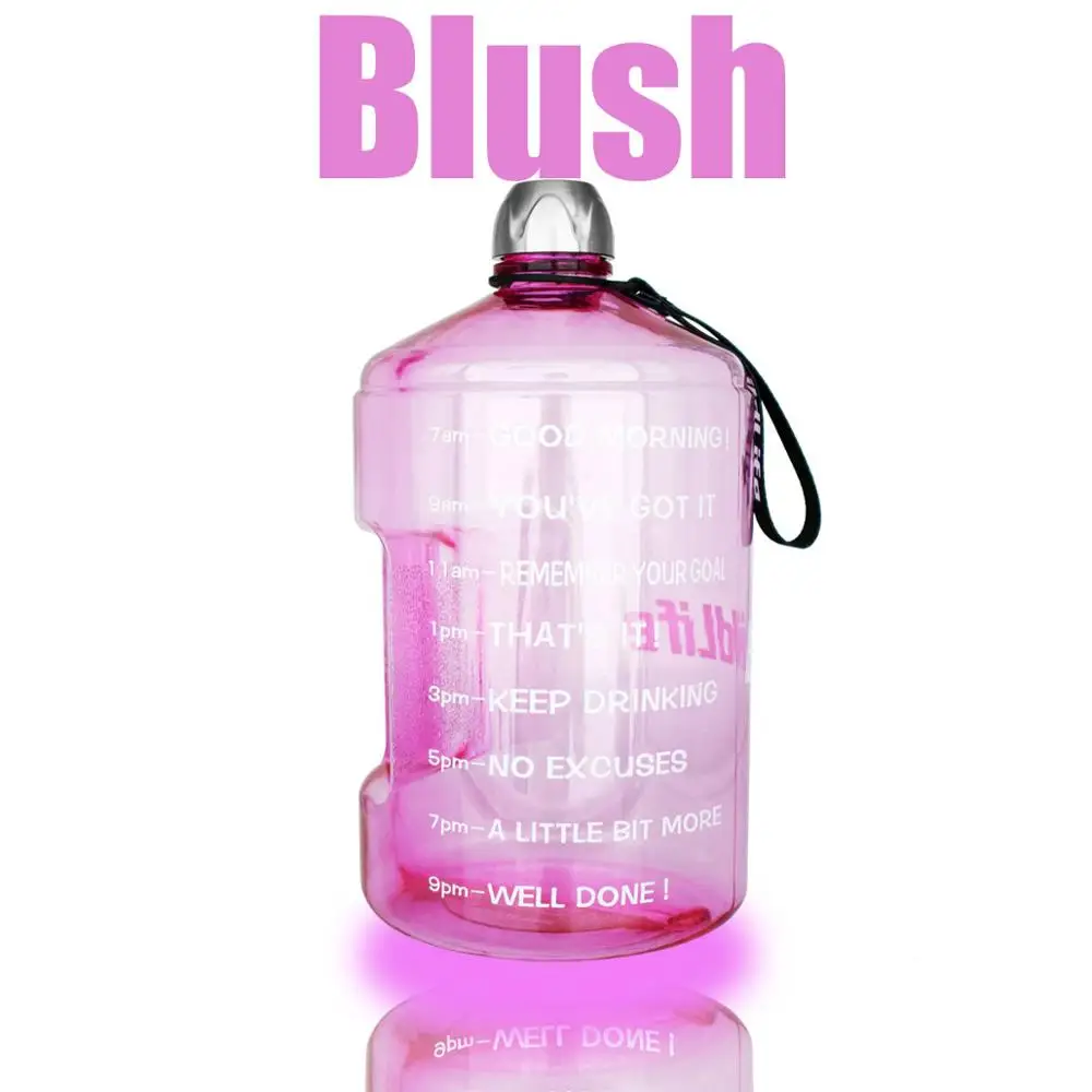 Blush QuiFit 3.78L 2.2L 1.3L Прозрачный большой галлон бутылки для питьевой воды пластик большой емкости для тренажерного зала фитнес-туризма BPA бесплатные виды спорта - Цвет: Blush