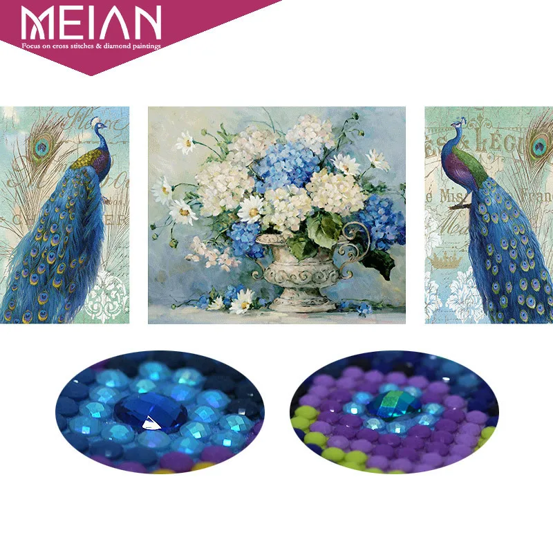 Meian, особой формы, Алмазный Вышивка, животных, павлин, цветок, полный, Алмазный живопись, вышивка крестом, Алмазная мозаика, фотография, Декор