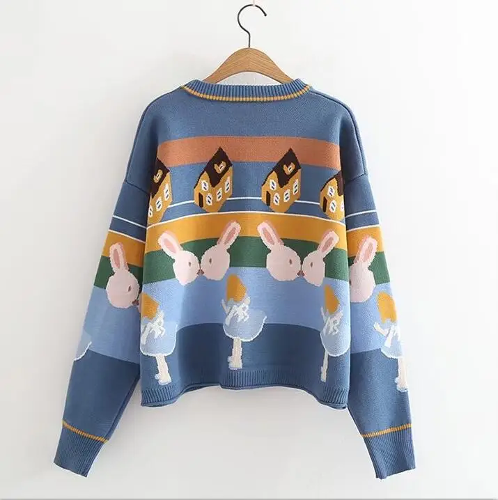 

Cartoon girl round neck sweater