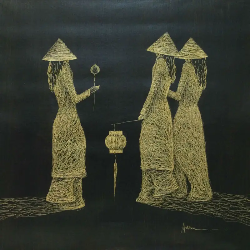 

Hand painted Vietnam Lady Abstract Oil Painting on Canvas Wall Art Picture Home Decor High quality Modern Painting