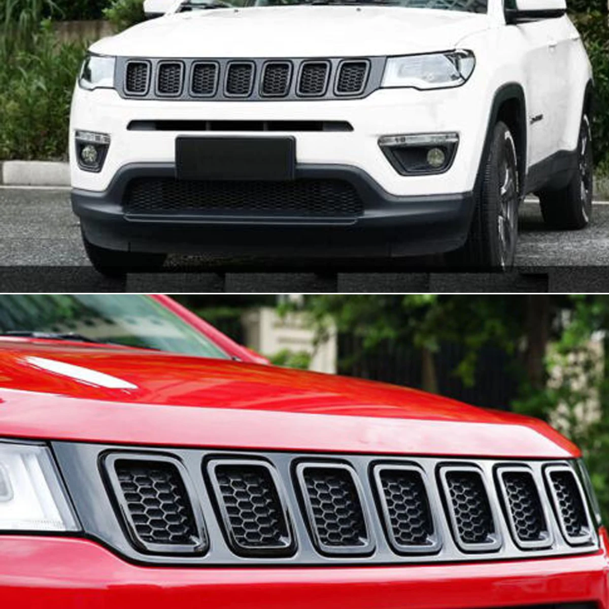 Накладка на решетку для Jeep Compass 2017 2018 хромированные защитные накладки из АБС