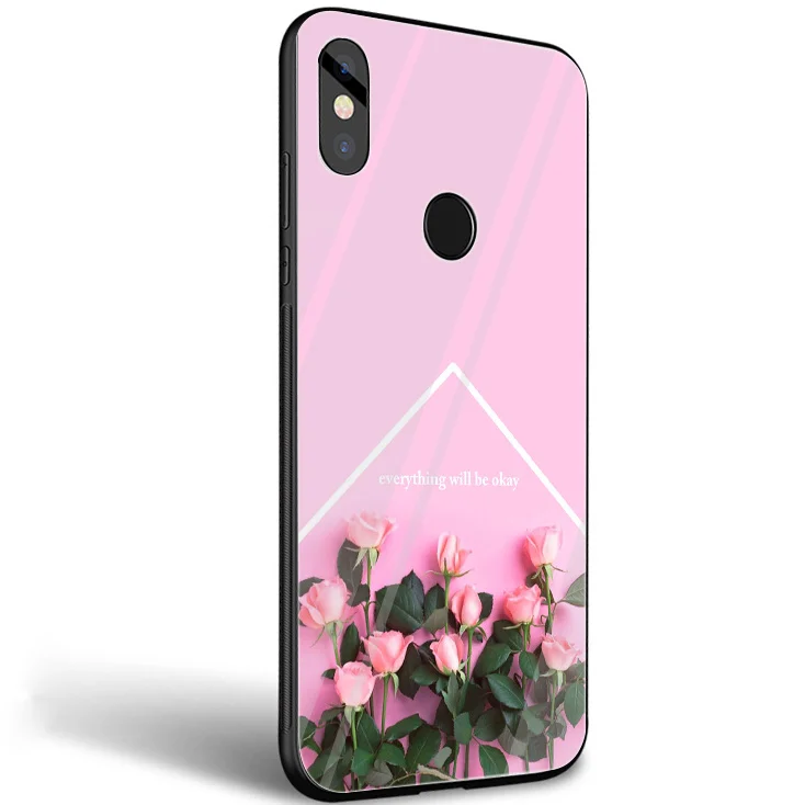 GerleeK Glass TPU Flowers Rose Peony Case Cover for Xiaomi 8 Lite A1 9 pocophone F1 Redmi Note 5 6 7 Pro 6A 4X | Мобильные телефоны