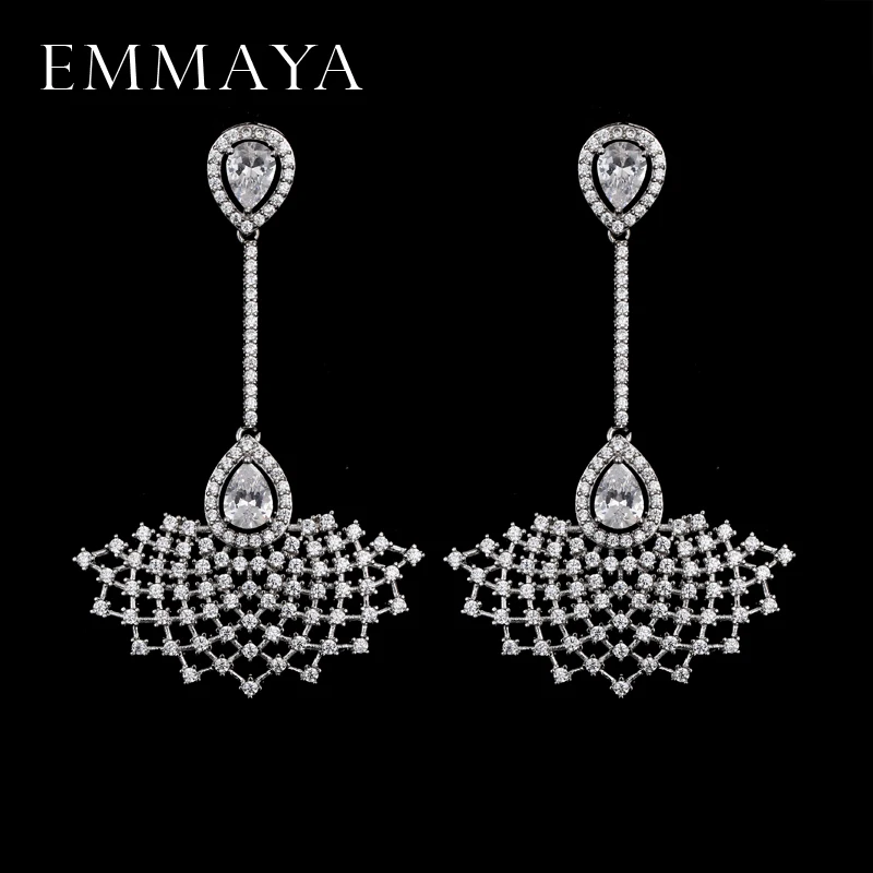 Роскошь emmaya уникальные длинные белые Cz серьги капли белый цвет кристалл