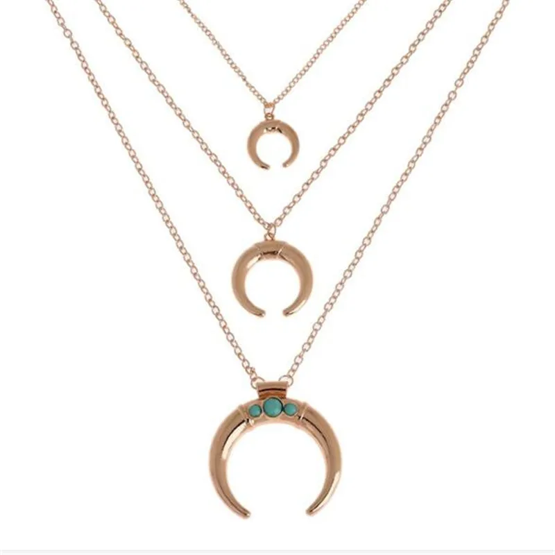 2017 Высокое качество позолоченный Луна ожерелье для женщин бижутерии femme