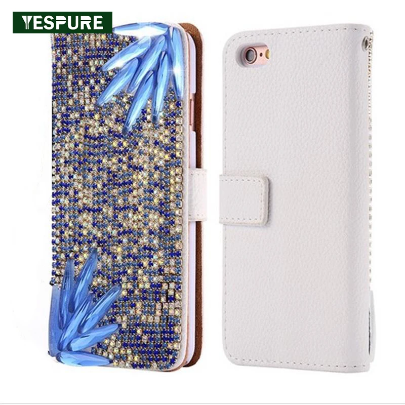 Фото YESPURE Необычный кожаный чехол для телефона с кристаллами Iphone 7 plus карман карт